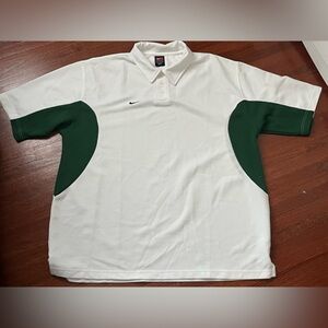 Nike White and Dark Green Men's Polo Shirt